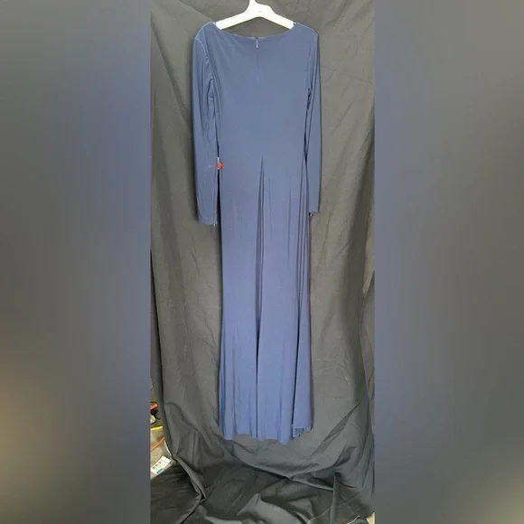 Mac Duggal 26573 NWT Long Sleeve Ruched Jersey V-Neck Gown